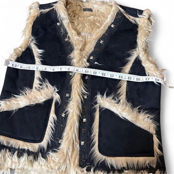 Faux Fur Y2K Retro Boho Vest Festival Ready Size M Western 2000s Hippie - Picture 2 of 6